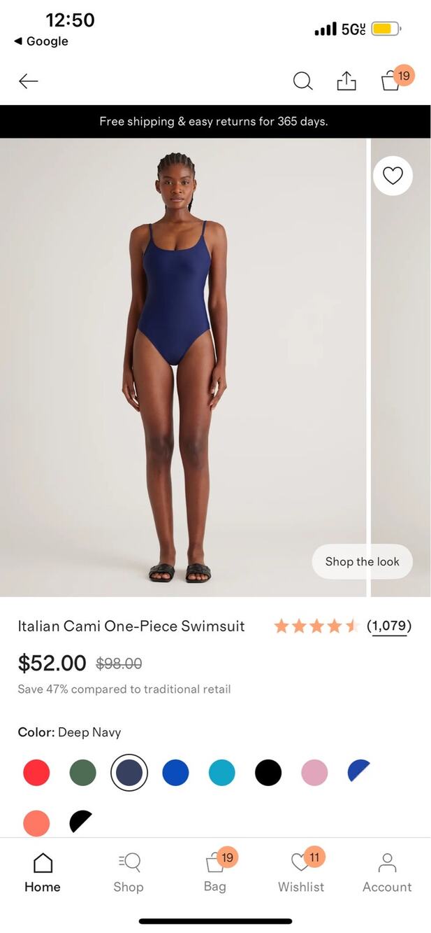 New Quince Italian Cami One-Piece Swimsuit Size Large MSRP $52